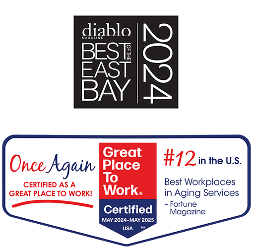 7 years in a row great place to work badge. Number 12 in the U.S. and award for the best of the East Bay 2024