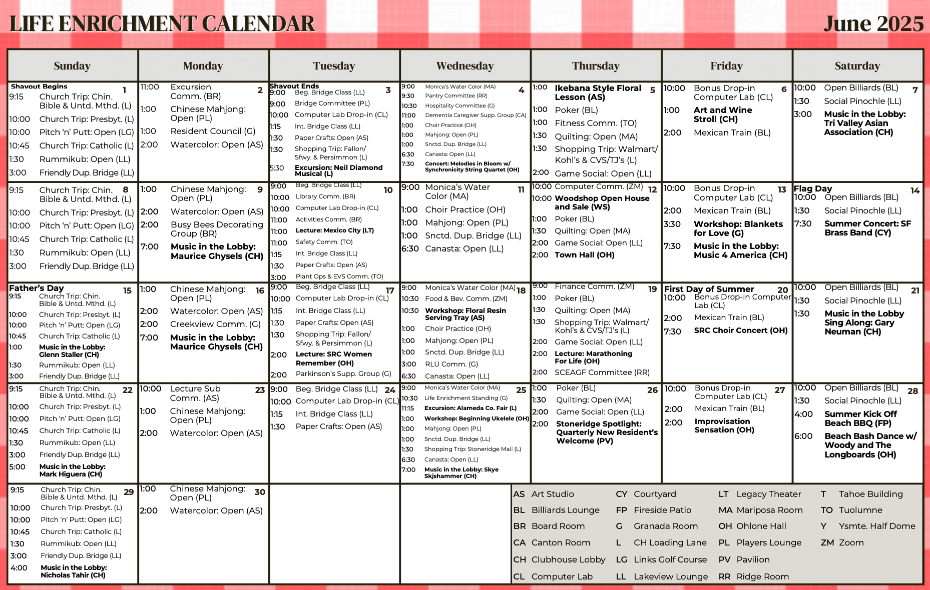 June Life Enrichment Calendar