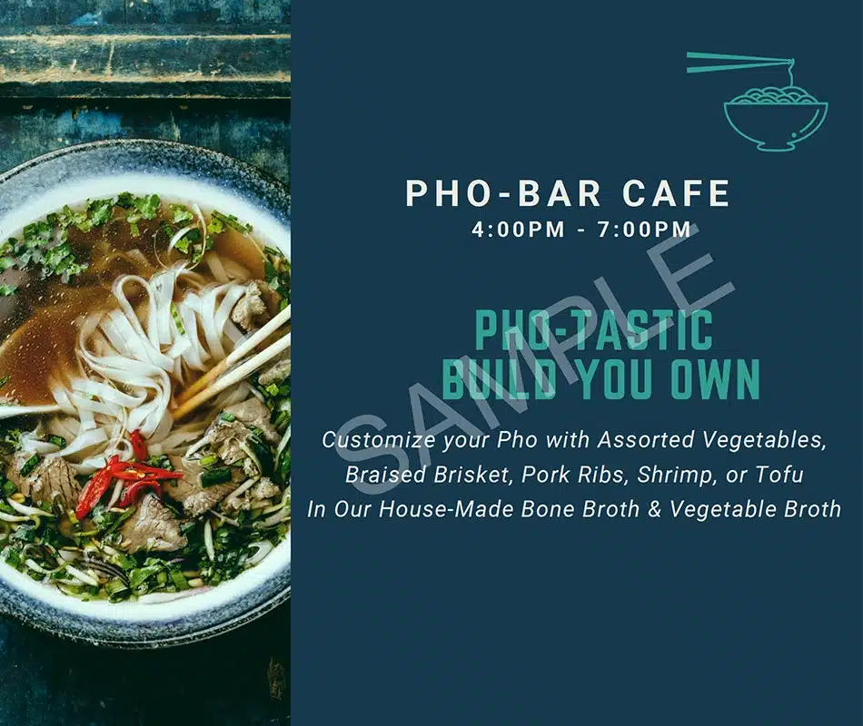 Pho bar menu