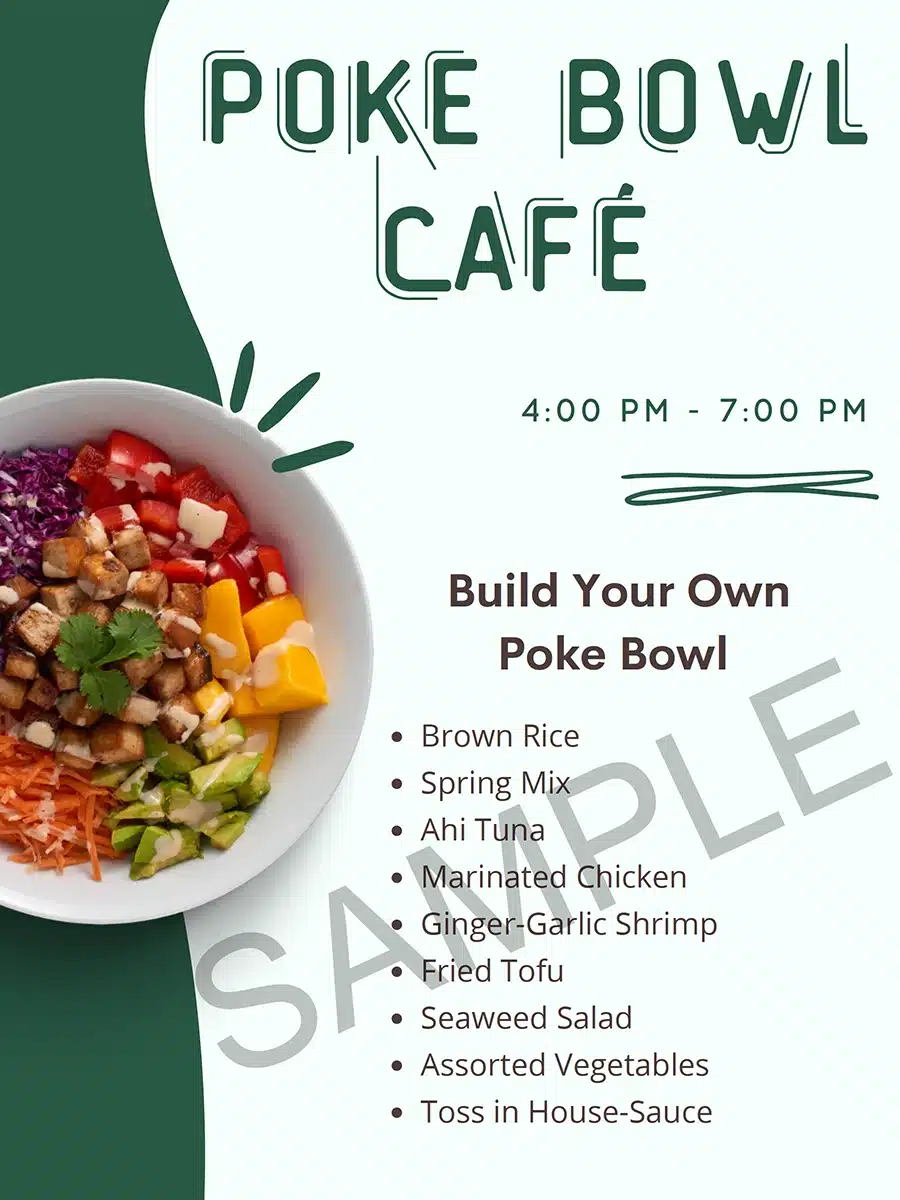 poke bowl menu