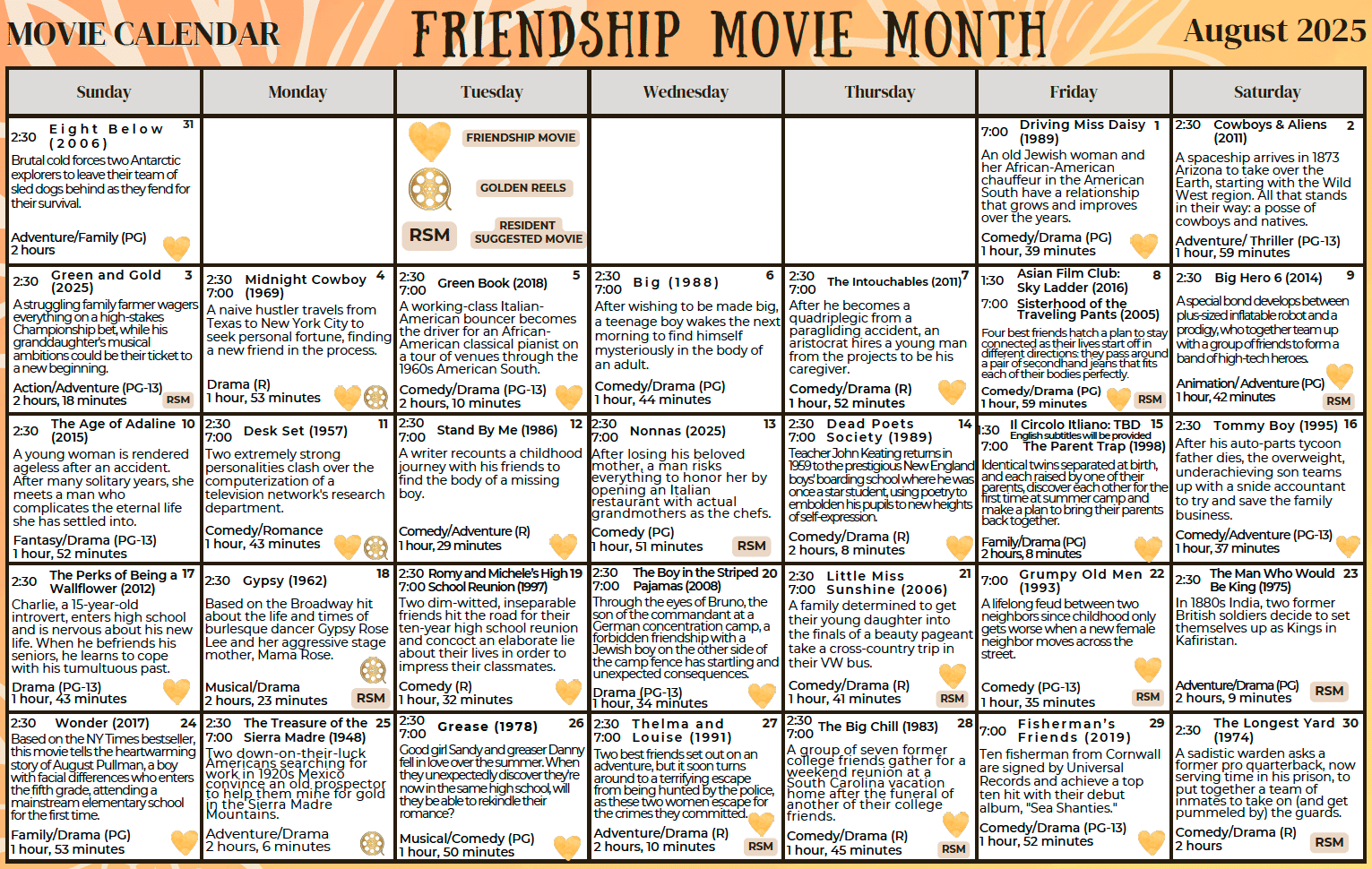 SRC August movie calendar