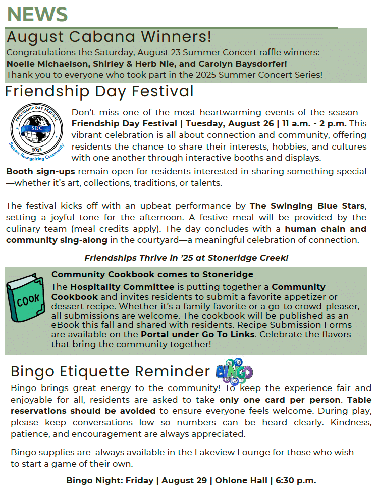 SRC newsletter for August